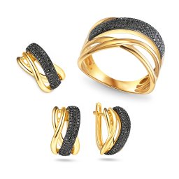 Luxusní sada s černými brilianty Nola, žluté zlato 14K IZBR1516BS
