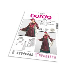 Střih Burda 2509 - Středověké šaty, klobouk se závojem