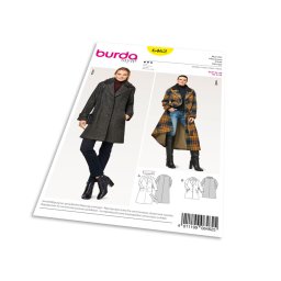 Střih Burda 6462 - Áčkový kabát, dlouhý kabát