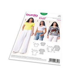 Střih Burda 6820 - Jednoduché tričko, krátké tričko, tričko s dlouhým rukávem
