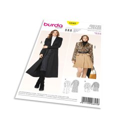 Střih Burda 6845 - Áčkový kabát, dlouhý kabát