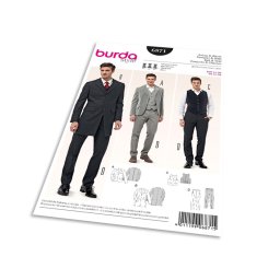 Střih Burda 6871 - Pánský oblek - sako, vesta, kalhoty s puky