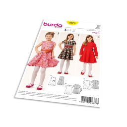 Střih Burda 9379 - Dětské šaty s kolovou sukní