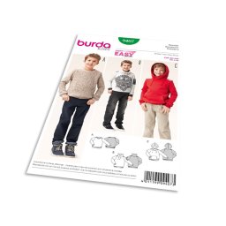 Střih Burda 9407 - Jednoduchá dětská mikina, svetr