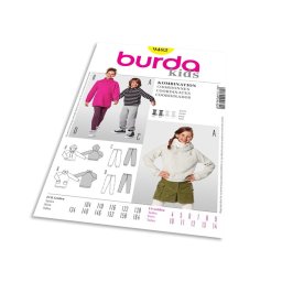 Střih Burda 9482 - Dětská mikina s kapucí, mikina s vysokým límcem, tepláky, legíny