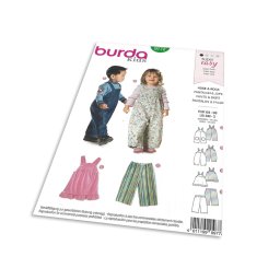 Střih Burda 9772 - Dětský top, kalhoty a laclové kalhoty