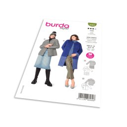 Střih Burda 6069 - Kabát bez límce s barevnými bloky, sako