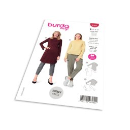 Střih Burda 6080 - Tričko, rolák, rolákové šaty s dlouhým rukávem