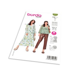 Střih Burda 6023 - Nabírané maxi šaty, halenka