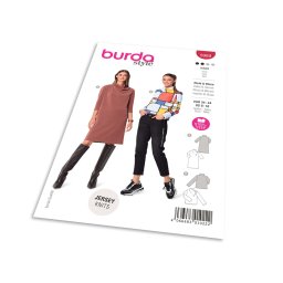 Střih Burda 5989 - Tričko, šaty s rolákovým límcem, rolák