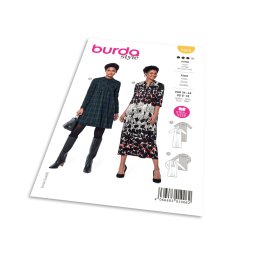 Střih Burda 5959 - Volné šaty, flanelové šaty, midi šaty