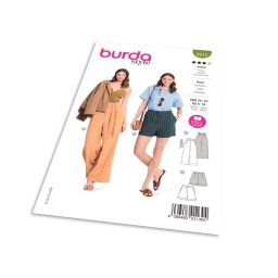 Střih Burda 5912 - Široké kalhoty s vysokým pasem, šortky