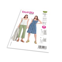 Střih Burda 5922 - Propínací šaty, áčkové šaty na ramínka, tílko