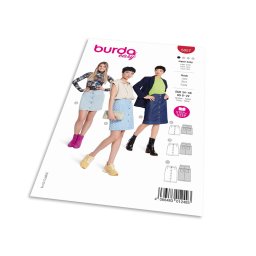 Střih Burda 5857 - Propínací sukně, džínová sukně, rovná sukně