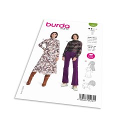 Střih Burda 5863 - Šaty a halenka s rolákovým límcem