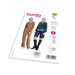 Střih Burda 5871 - Zavinovací overal, mikina s kapucí