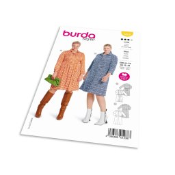 Střih Burda 5882 - Košilové šaty s límečkem