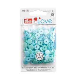 Plastové patentky "Color Snaps Mini", Prym Love, 9 mm, 36 ks, v odstínech máty