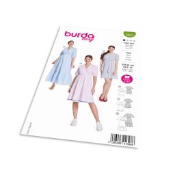 Střih Burda 5803 - Zavinovací šaty s gumou v pase, halenkové šaty