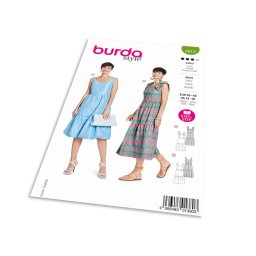 Střih Burda 5813 - Šaty na ramínka s volánky, balonové šaty