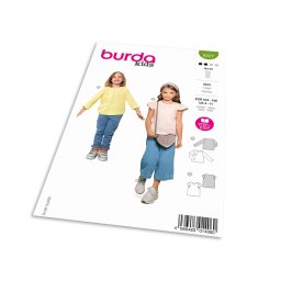 Střih Burda 9227 - Tričko s kulatým výstřihem pro dívky a chlapce, tričko s dlouhým rukávem, mušelínové tričko
