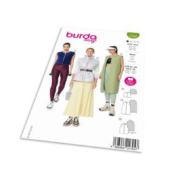 Střih Burda 5764 - Vesta s vysokým límcem, prošívaná vesta, plyšová vesta