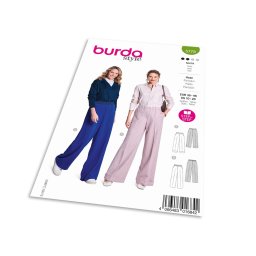 Střih Burda 5778 - Kalhoty s gumou v pase, vlněné kalhoty s puky