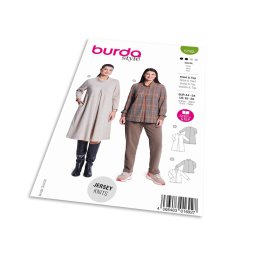 Střih Burda 5782 - Volné šaty se stojáčkem, úpletové šaty, mikina se stojáčkem