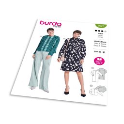 Střih Burda 5678 - Splývavé košilové šaty, košilová halenka
