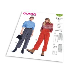 Střih Burda 5699 - Kalhoty se sklady, cargo kalhoty, kalhoty s vysokým pasem