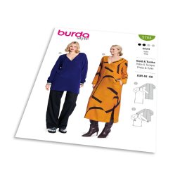 Střih Burda 5704 - Empírové šaty s dlouhým rukávem, tunika s bočními rozparky