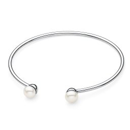 Silvego Otevřený stříbrný náramek Dineth s pravými přírodními perlami - JJJ22535BW
