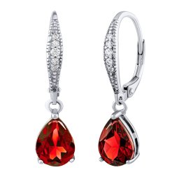 Silvego Stříbrné náušnice June s přírodním granátem a Brilliance zirconia - JJJS0591EGA