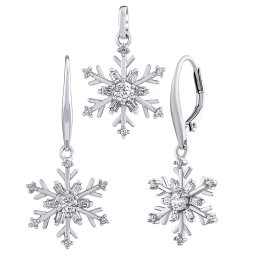 Silvego Set stříbrných šperků - náušnice a přívěsek sněhová vločka - JJJS0813C