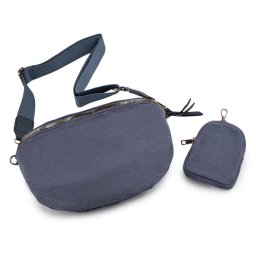 Kabelka crossbody s pouzdrem semišová 29x19 cm, barva 15 modrá jeans