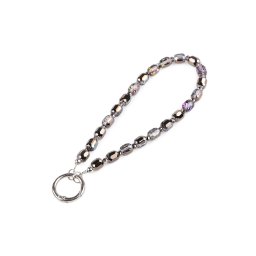 Přívěsek na mobil ze skleněných korálků s plastovou vložkou, barva 2 šedá nejsvětlější AB