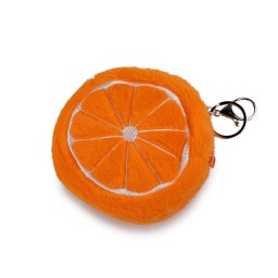 Plyšové kosmetické zrcátko s peněženkou / klíčenkou, barva 2 oranžová pomeranč