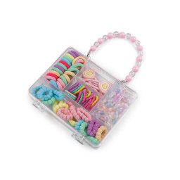 Mini gumičky a sponky do vlasů v boxu, barva 1 mix