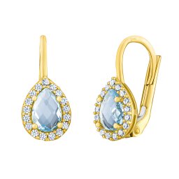 Silvego Zlaté náušnice kapky Blaze ze žlutého zlata s přírodním Swiss blue topazem a Brilliance Zirconia - FNN33371EGYSBT