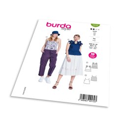 Střih Burda 5638 - Top s tílkem, volánky a květinovým detailem na ramínkách