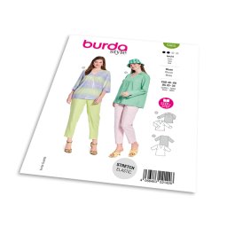Střih Burda 5665 - Halenka s výstřihem do V s límečkem nebo bez něj