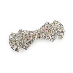 Francouzská spona do vlasů s perlami a broušenými kamínky, barva 3 crystal