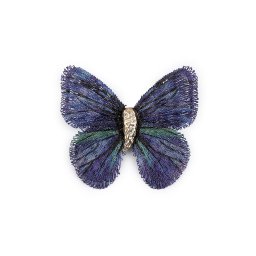 Brož motýl textilní, barva 2 modrofialová