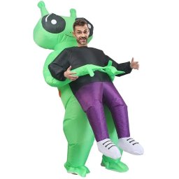 Nafukovací kostým - Mimozemšťan zelený (Oblek) maskot Alien s ventilátorem