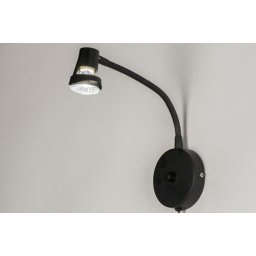 Nástěnné černé svítidlo s ramenem a stmívačem Flexi Knirps Black