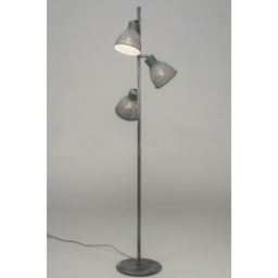Stojací designová šedá lampa Tyndall