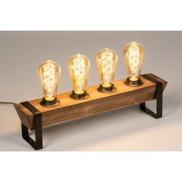 Stolní industriální lampa Hadis Bulb Wood 4