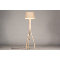 Stojací designová lampa Arbon Taupe and Natur Wood