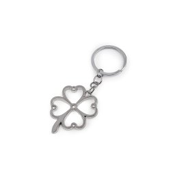Přívěsek na klíče srdce, čtyřlístek, barva 2 platina čtyřlístek