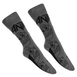 ponožky Anthrax - Faces Pattern Mono - CHAR - ROCK OFF - ANTHSCK03MC